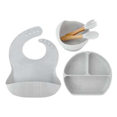 China C'dear Washable Silicone Baby Bib For Eating Kids To Waterproof Pocket Solid Baby Food Feeding Set for sale