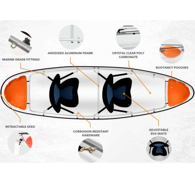 China Fishing Kayak Touring Kayak Crystal Clear Bottom Transparent Kayak 2 Person Canoe For Adults 1 Or 2 Person for sale