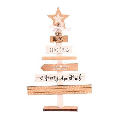 China Mini Christmas Tree With Star And Bells Christmas Tree Topper Antique Imitation Wooden Gifts for sale