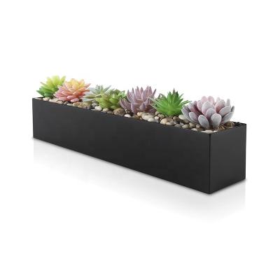 China Modern Planter Desk Rectangular Black Succulent Box Decor Wood Boxes For Centerpieces for sale