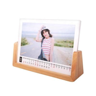 China Hot Selling Different Size Home Decorative Antique Imitation With Acrylic Board Calendar Wooden Base for sale