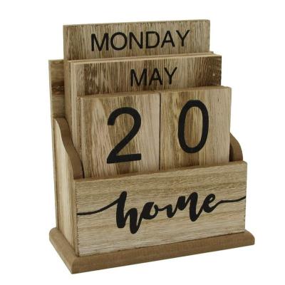 China Wooden Table Calendar Home Office Decoration Desktop Display Calendar Holder for sale