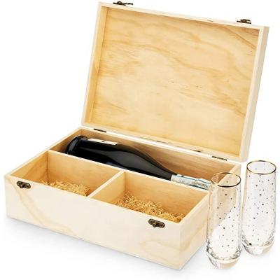 China Handmade Wholesale Custom Size And Logo Hinged Lid Wooden Wine Boxes for sale