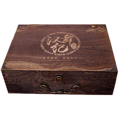 China Handmade Unfinished Wooden Box With Handle Wooden Antique Document Box Antique Wooden Document Box for sale