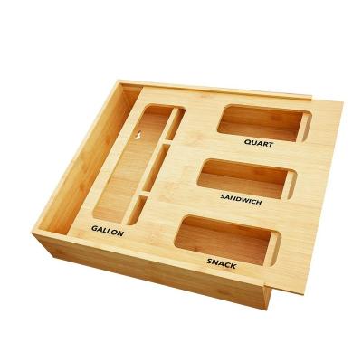 China Handmade Compatible Storage Organizer for Kitchen Drawer wood plastic bag box for sale