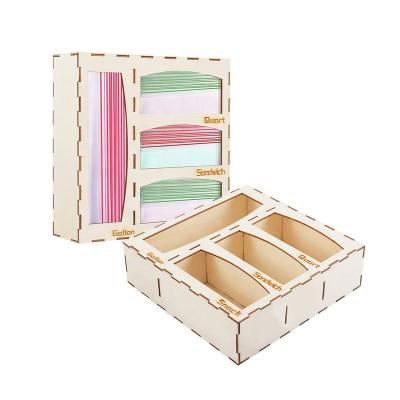 China Handmade Hot Sale Customize Size And Logo Home Use Wooden Plastic Bag Storage Box for sale