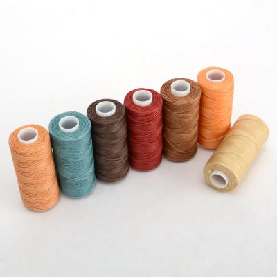 China 0.8mm 1mm Waterproof Polyester Wax Leather Flat Yarn 50m for sale