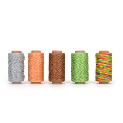 China Waterproof High Tensile Polyester Braided Round Wax Flat Leather Sewing Thread for sale