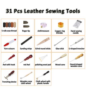 China Simple to use - and easy to use. 31 Pcs Leather Sewing Tools Hand DIY Quilting Leather Craft Tool Kit for sale