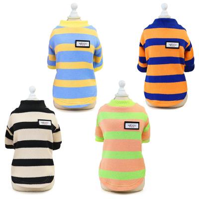 China Cotton Stocked Striped Korean Style New Cat Hoodies Dog Clothes Wholesale Pet Wear For Autumn And Winter Pet Clothes for sale