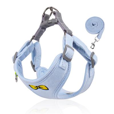 China Wholesale Custom Breathable DETACHED Supplies S-XL Mesh Corduroy Solid Pet Reflective Dog Harness With Leash Set for sale