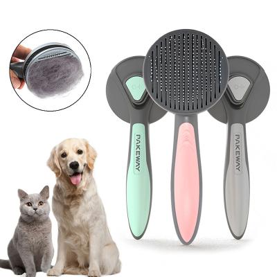 China Sustainable Loose Hair Dog Grooming Comb For Long Hair Supplies Dog Brush Cat Brush Self Cleaning Slicker Brush With Massaging Particles Removes for sale