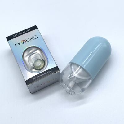 China Custom Logo Compact Lens Storage 2021 Capsule Full Logo Transparent Cosmetic Contact Lens Case for sale