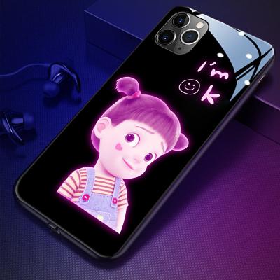 China 2022 Luxury Shockproof LED Light Phone Case For Samsung S21 S21Altra A21 Tempered Glass LED Luminous Mobile Phone Case for sale