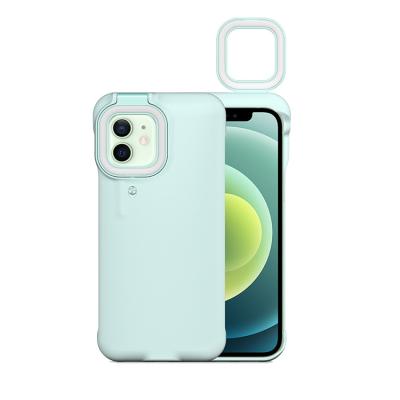 China Ring Light Phone Case Selfie Square Light Case With Reverse Billing iPhone 12 Fill Light Phone Photo Led Selfie Ring Fill Light Cover for sale