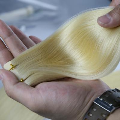 China Virgin Human Straight Blonde Double Drawn Cuticle Aligned Remy Russian Tape In Hair Extensions Tape Extensions for sale