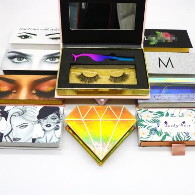 China New Recyclable Custom Wholesale Fashion Eyelash Box Packaging Case Black Top Eyelash Box And Custom Logo Cardboard for sale