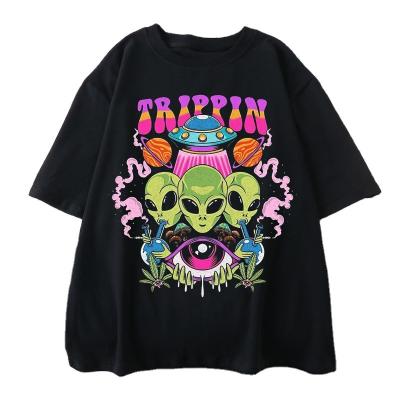 China New Macting Harajuku Anti-Wrinkle Gothic Female Alien Print T-shirt Short Sleeve Tops Summer Fashion T-shirts for sale