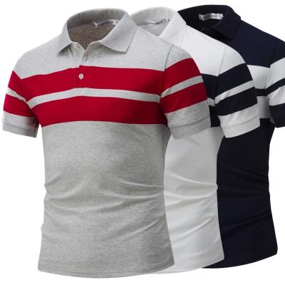 China Macting Anti-Wrinkle Wholesale Custom Design Logo Short Sleeve Striped Fabric Polo Shirt For Men OEM Casual Pcs for sale