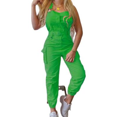 China Viable Plus Size Overalls With Pocket Macting Casual Overalls Straight Women's Sexy Overalls With Ribbon for sale