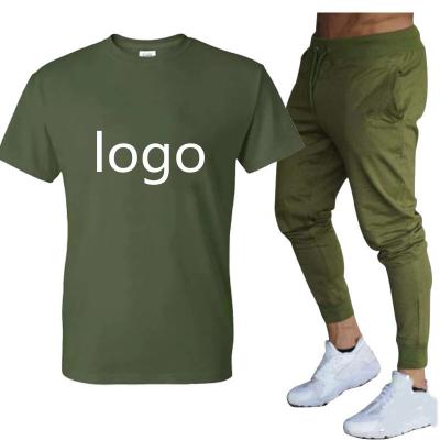 China Wholesale Custom QUICK DRY Gym Sports Jogging Logo Tracksuit Men Set Plain Single Pants T-shirt Two Piece Suit for sale