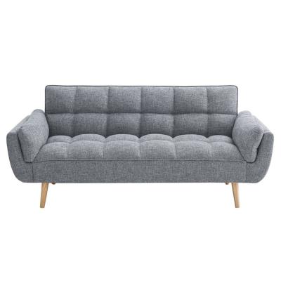 China Partner Extended Canvas Adorned Wooden Sofa Bed Click Clack Sofa Cum Bed Classic Style Futon COM Bed for sale