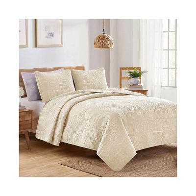 China Fashion Factory Outlet Comfortable Breathable Fashion Ultrasonic Embossed 100% PolyesterAndCotton Bedspread for sale