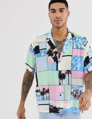 China Anti-pilling OEM Custom Hawaiian Shirt Men's Shirt Short Sleeved Button Down Beach Top Suit Custom Shirt for sale