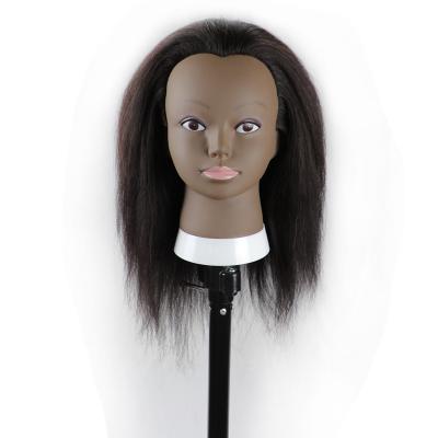 China Wholesale Curly Yaki Fashion African American Mannequin Head Real Hair Cosmetology Mannequin Heads Beautiful Doll Heads - for sale