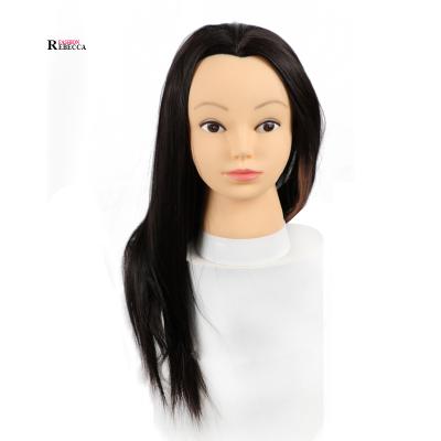 China Rebecca Manikin Head Doll Practice Hair Manikin Beauty School Manikin Head For Hairdressing Doll Heads With Natural Hair Mannequin for sale