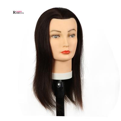 China Dummy Head Training Head Doll Mannequin Head REBECCA Cosmetology Real Human Hair Salon Practice Hairdresser Mannequin for sale