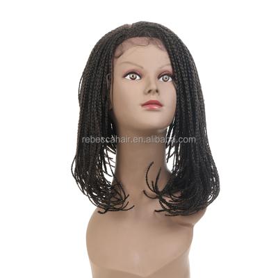 China Hot Selling Cheap African American Braids Natural Side Part Hand-tied Braided Synthetic Lace Front Wigs For Black Women With Baby Hair for sale