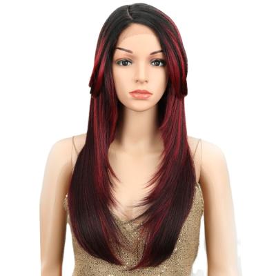 China Silky Straight Wave Machine and Handmade Synthetic Wig High Quality Synthetic Lace Front Wig Competitive Price Synthetic Wig for sale