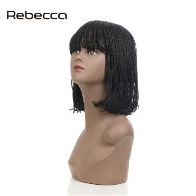 China Popular Rebecca Fashion Cheap Synthetic Short 3X Braid Wig Braided Wigs With Bangs for sale