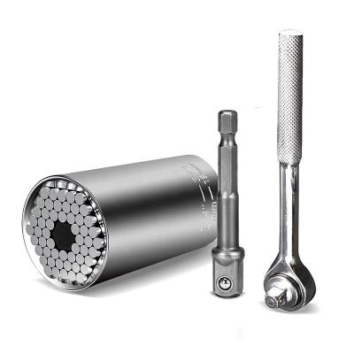 China Hex Ball 1/4 - 3/4 Inch Silver Chrome Vanadium Steel Universal Maintenance Hand Tools Tool Kit 360 Degree Function Socket Wrench for sale