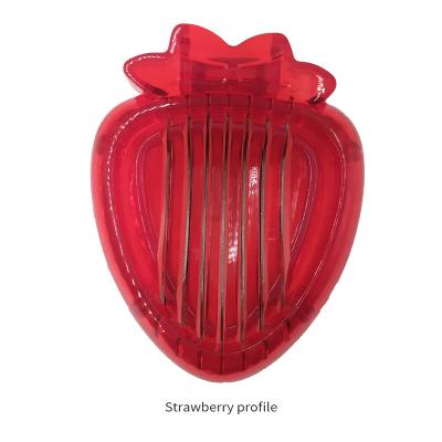 China Viable Creative Kitchen Tools Accessories Strawberry Cutter Stainless Steel Kitchen Instruments Fruit Vegetable Slicer Strawberry Cutter for sale