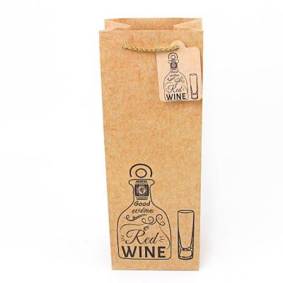 China Recyclable Customized Kraft Paper Gift Bag Wine Packaging With Twisted Handle for sale