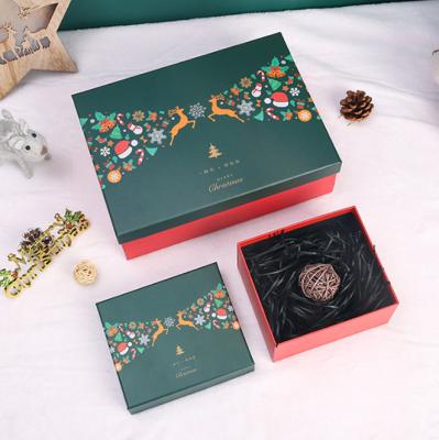 China Recyclable Wholesale Flat Pack Cardboard Nested Christmas Gift Boxes With Lids for sale