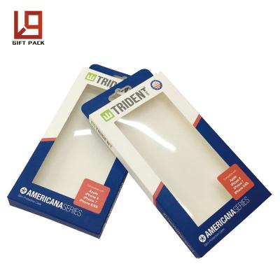 China Recyclable PVC Lamination Cardboard Window Package Box Glossy Paper Box Phone Case Package for sale