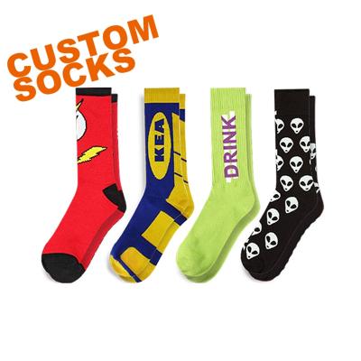 China Custom FY 038 Socks Antibacterial With Your Own Logo 100% Cotton Socks Design Your Own Mens Crew Socks for sale