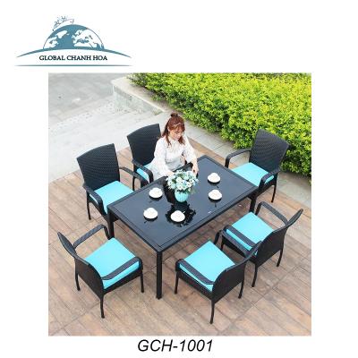 China Stacking rattan chair and table set, dining table set modern, outdoor table and chair set for sale