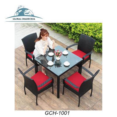 China Stacking China Manufacturer Patio Furniture Rattan Dining Wicker Outdoor Table And Garden Chair Set for sale