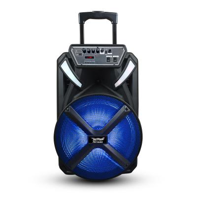 China EZCast Feiyang Higher Quality Rechargeable Battery Blue Tooth Promotion 12inch Portable Speaker With Cool Light Effect Trolley Speaker for sale