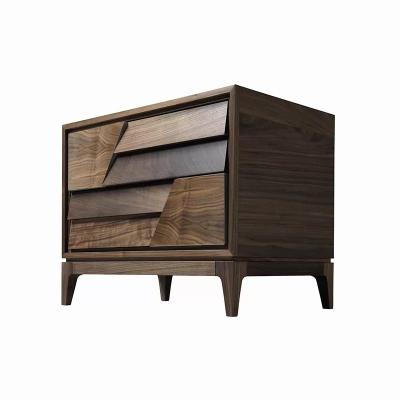 China Modern North American Black Walnut Solid Wood Nightstand For Bedroom Luxury North American Light Oak Bedside Table Can Be Customized for sale