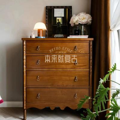 China Retro Foldable French Solid Wood Bucket Cabinet Bedroom Storage Cabinet Living Room Porch Storage Drawer Wardrobe for sale