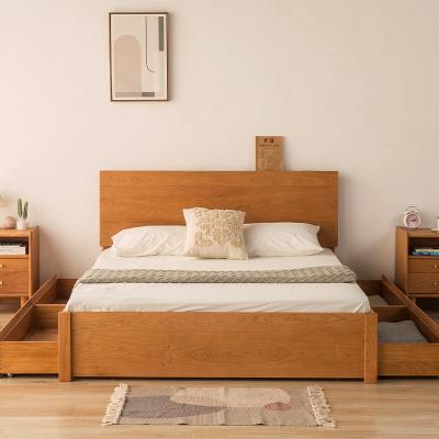 China Contemporary Nordic Japanese Simple Solid Wood Double Box Cherry Wood Drawer Bed Bedroom 1.8m High Air Pressure Storage for sale