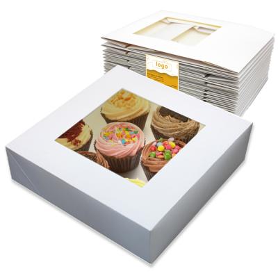 China Factory Recyclable Drop Shipping Custom Brown Paper Auto Pop Up Bakery Box With Window Cake Box for sale