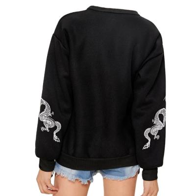 China New European and American women's Anti-wrinkle casual round neck loose long-sleeved printing basic sweater for sale