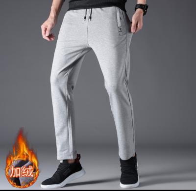 China Anti-wrinkle male autumn winter silver sports pants add deep to add leisure loose middle-aged pants of straight velvet tube trend for sale