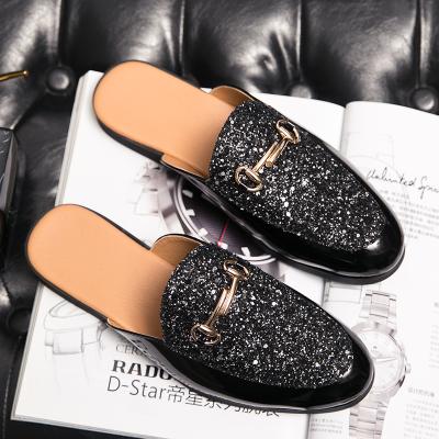 China Other Hot Selling Men's Slippers Leather Shoes Breathable Leather Slippers for Men Four Seasons Men's Half Leather Slippers for sale